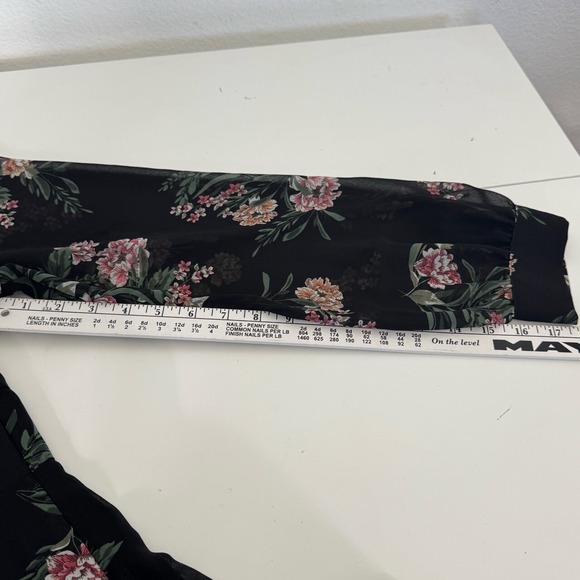 ASTR the Label Floral Maxi Dress Womens XL Pleated Boho Long Sleeve Black Pink - Picture 14 of 15